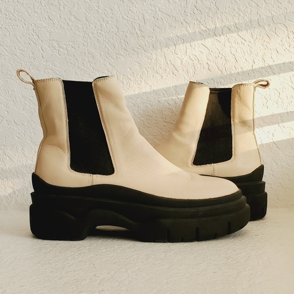 H&M Leather Chelsea Ankle Platform Pull On Moto Booties size 39EU/9US - Picture 4 of 14